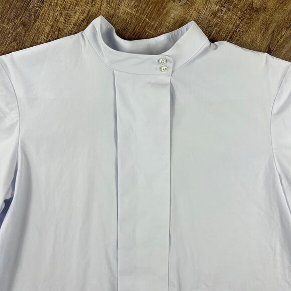 The Row Light Blue Mock Neck Hidden Button Closure Oversized Blouse - Picture 4 of 8